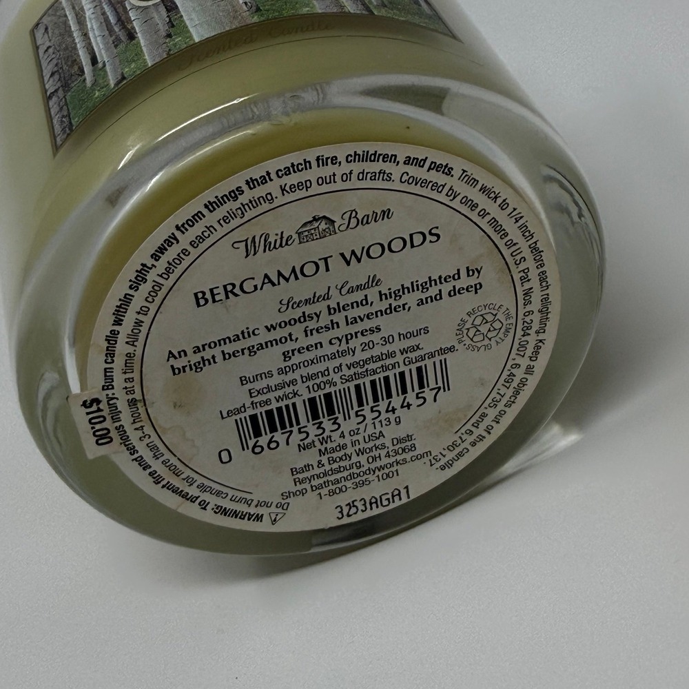 White Barn / Bath & Body Works - Bergamot Woods mini tumbler candle 4 oz new - Picture 3 of 3